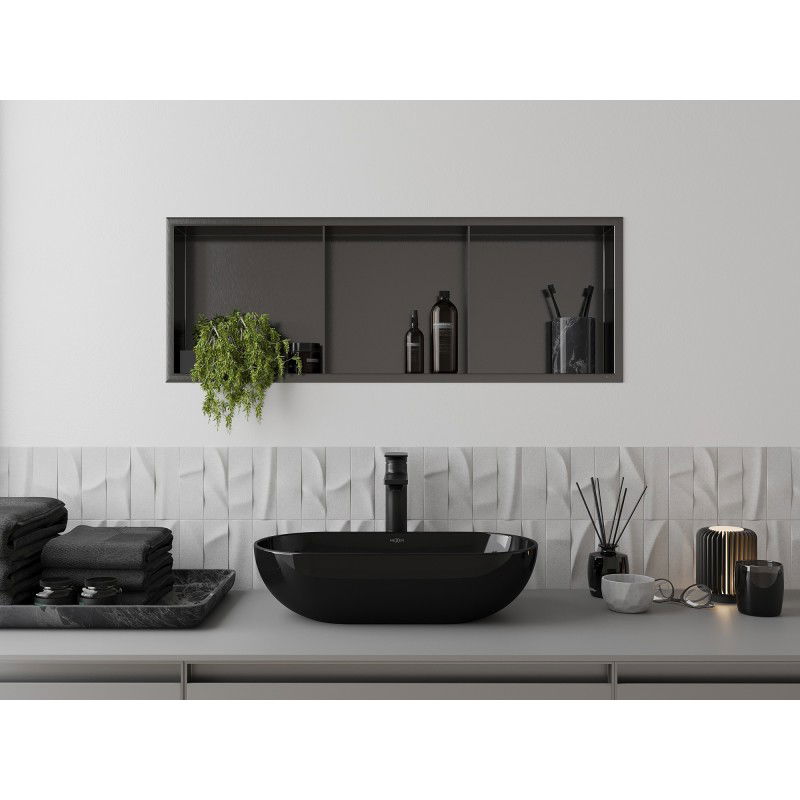 Mexen X-Wall-NR recessed shelf without flange with shelf 90 x 30 cm, brushed gun grey - 19E1903010S