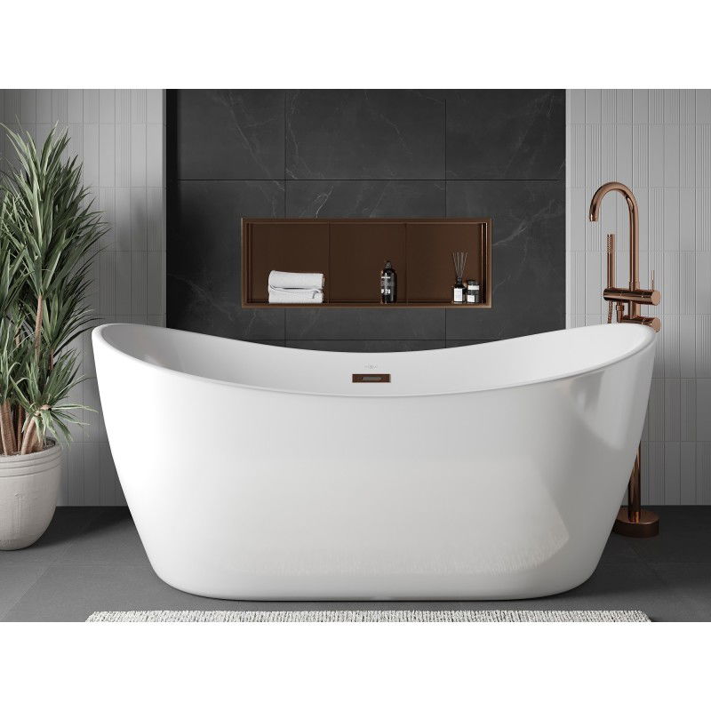 Mexen X-Wall-R Nischenregal mit Flansch und Regal 90 x 30 cm, gebürstetes Kupfer - 19C0903010S