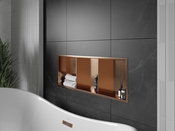 Mexen X-Wall-R recessed shelf with flange and shelf 90 x 30 cm, brushed copper - 19C0903010S