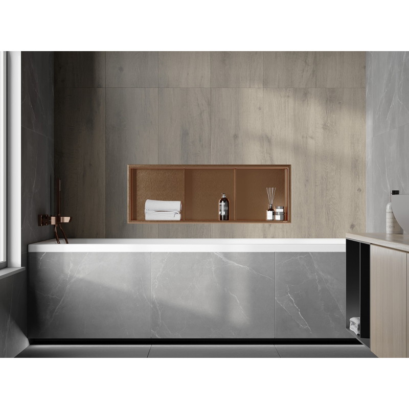 Mexen X-Wall-R nisplank met kraag en plank 90 x 30 cm, geborsteld koper - 19C0903010S