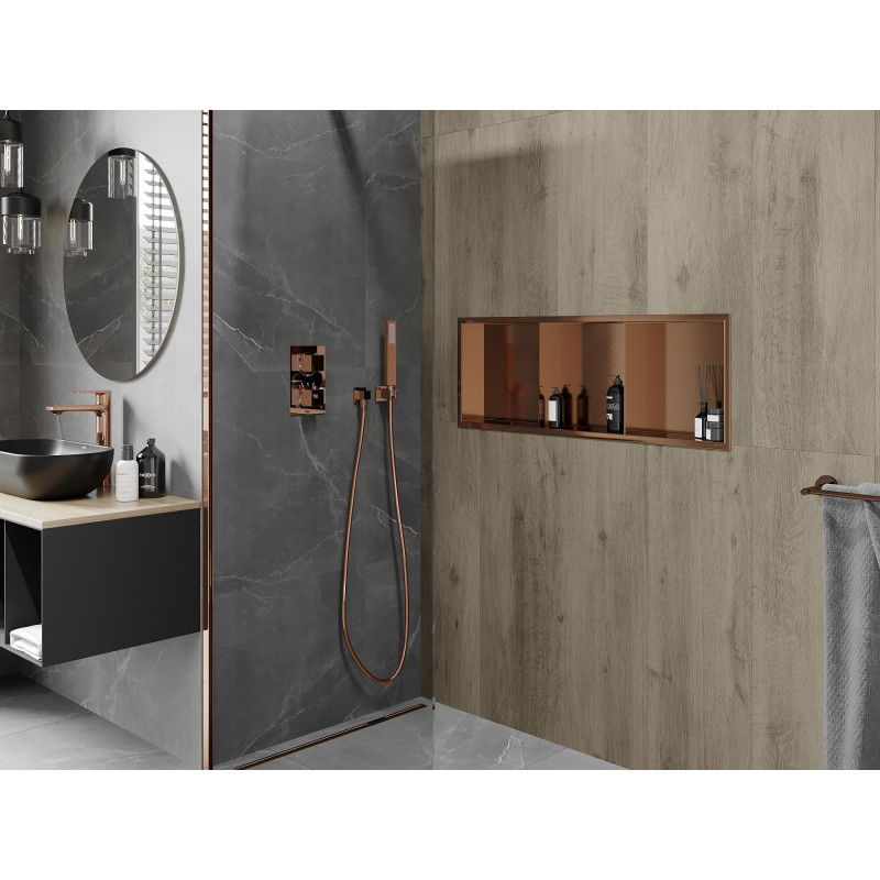 Mexen X-Wall-R recessed shelf with flange and shelf 90 x 30 cm, brushed copper - 19C0903010S