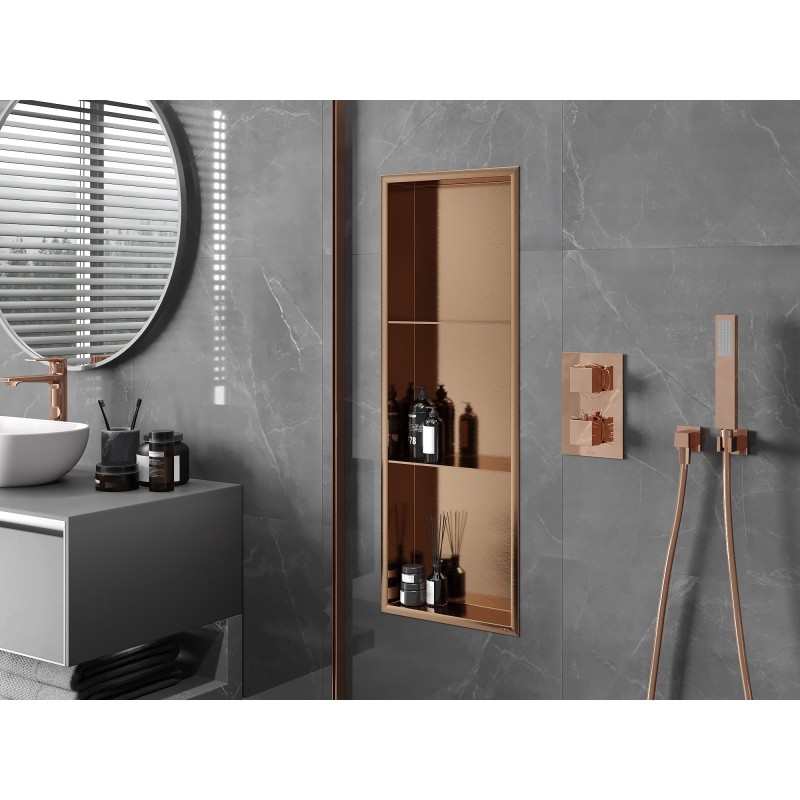 Mexen X-Wall-R nišas plaukts ar atloku un plauktu 90 x 30 cm, tīrīta vara - 19C0903010S