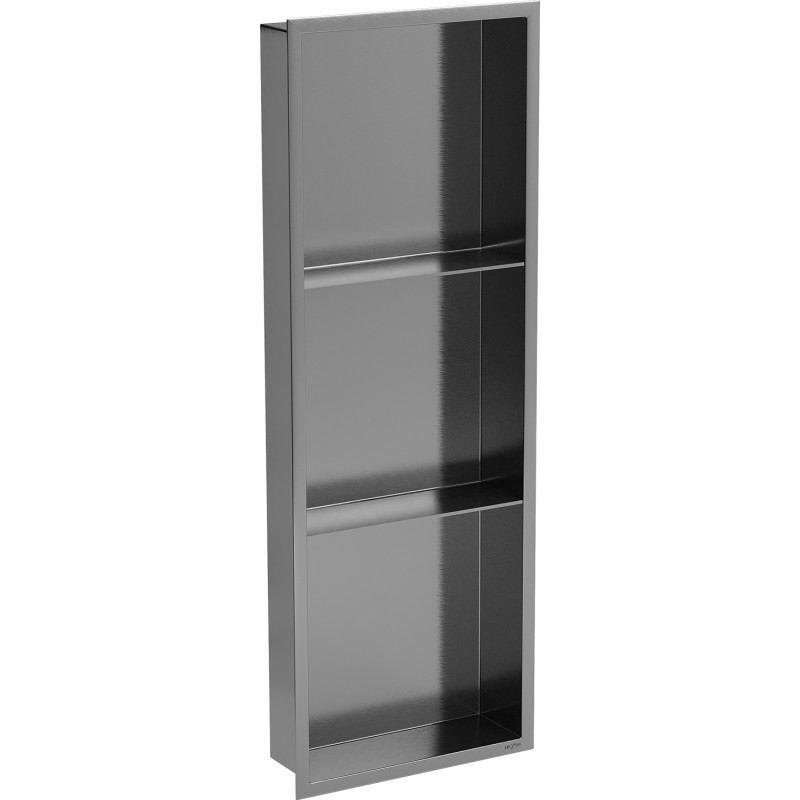 Mexen X-Wall-R étagère encastrée avec collerette et étagère 90 x 30 cm, gris gun brossé - 19E0903010S