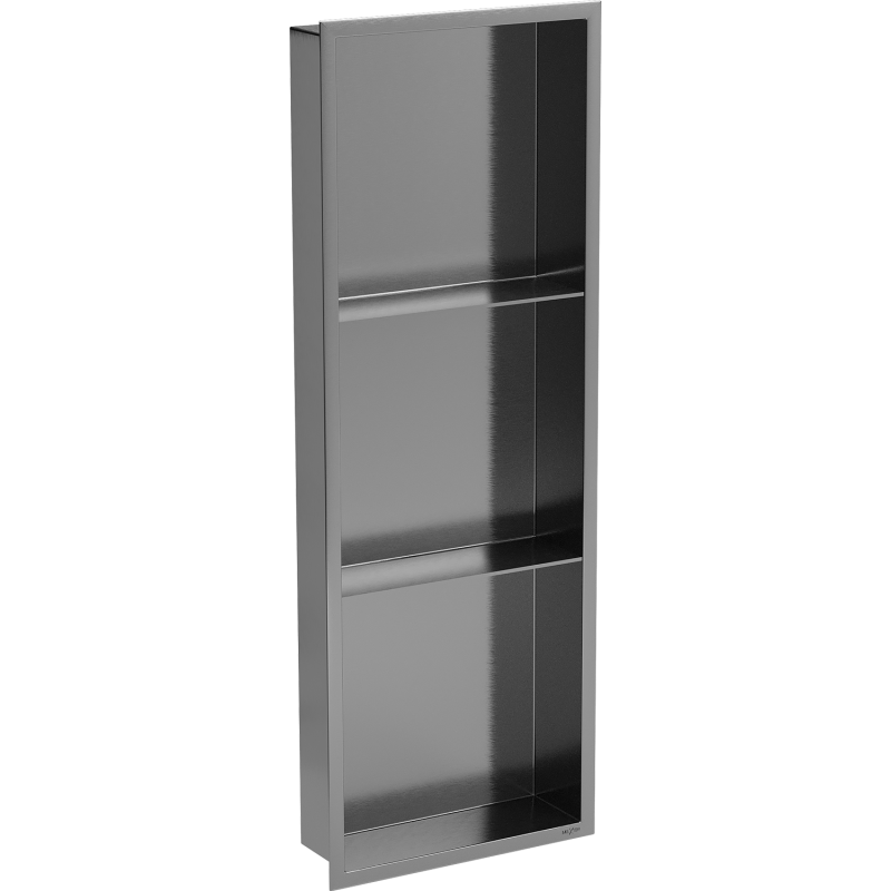 Mexen X-Wall-R półka wnękowa z kołnierzem i półką 90 x 30 cm, gun gray szczotkowany - 19E0903010S