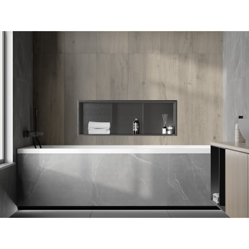 Mexen X-Wall-R étagère encastrable avec bride et étagère 90 x 30 cm, gris canon brossé - 19E0903010S