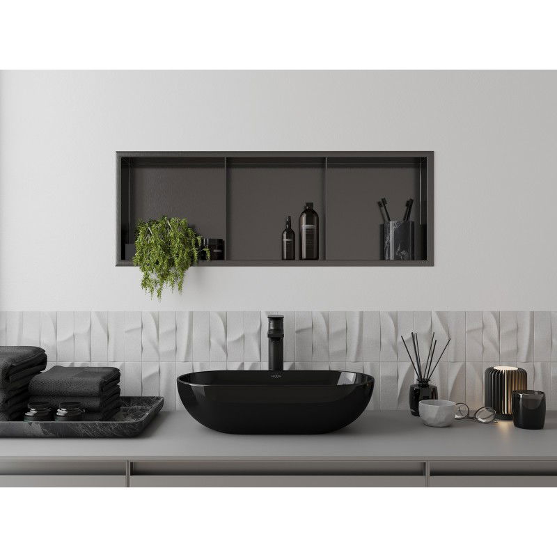 Mexen X-Wall-R recessed shelf with flange and shelf 90 x 30 cm, brushed gun grey - 19E0903010S