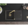 Mexen Pablo fregadero de granito de 1 seno con escurridor y grifo de cocina Rita, negro moteado - 6510-76-670300-50