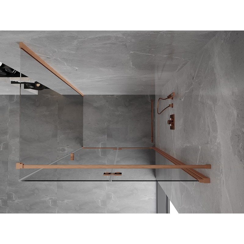 Mexen Mist-F preklopna tuš kabina desna 70 x 85 cm, prozirna, brušeni mjed - 8A6T-070-085-65-00-P