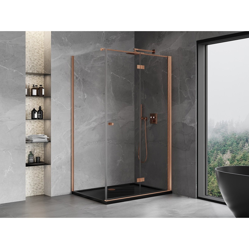 Mexen Mist-F preklopna tuš kabina desna 70 x 85 cm, prozirna, brušeni mjed - 8A6T-070-085-65-00-P