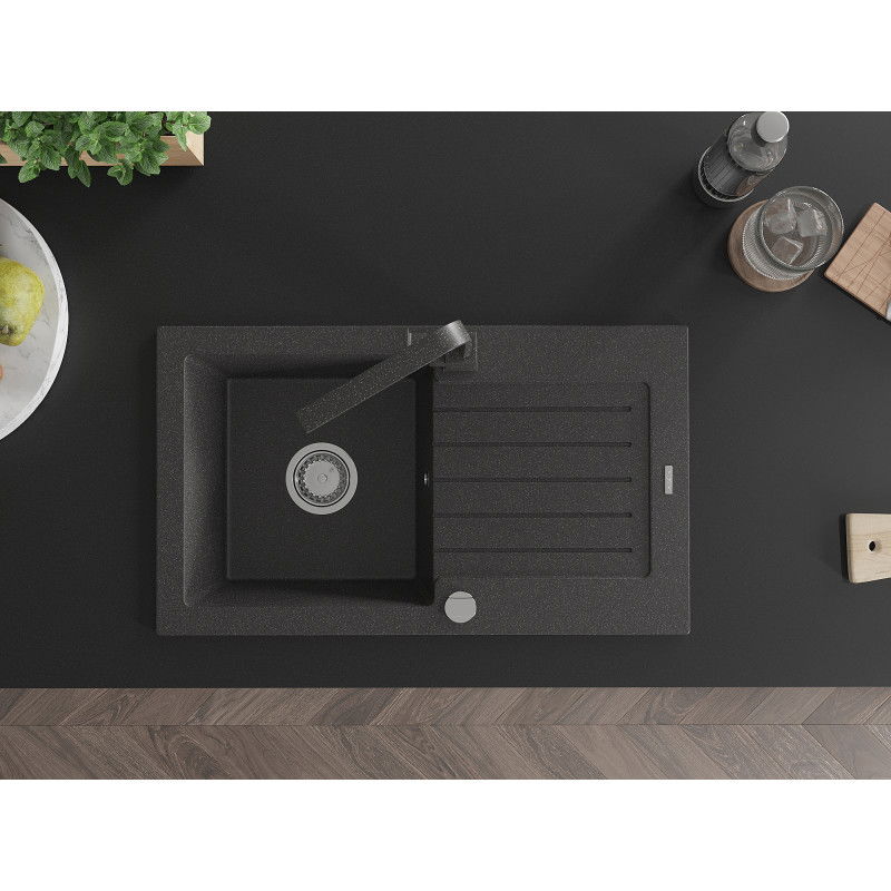 Mexen Pablo graniittiallas, yksialtainen ja valutustasolla, Rita-keittiöhana, musta pilkullinen - 6510-76-670300-76