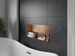 Mexen X-Wall-NR estante empotrado sin borde 75 x 30 cm, cobre cepillado - 19C1753010