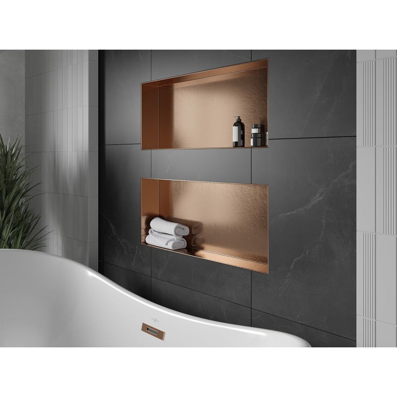 Mexen X-Wall-NR Nischenregal ohne Flansch 75 x 30 cm, gebürstetes Kupfer - 19C1753010