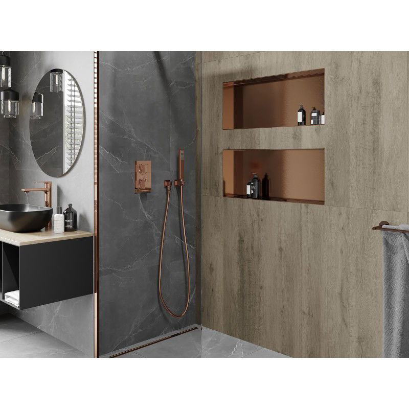 Mexen X-Wall-NR ραφιέρα χωρίς κολάρο 75 x 30 εκ., βουρτσισμένο χαλκός - 19C1753010