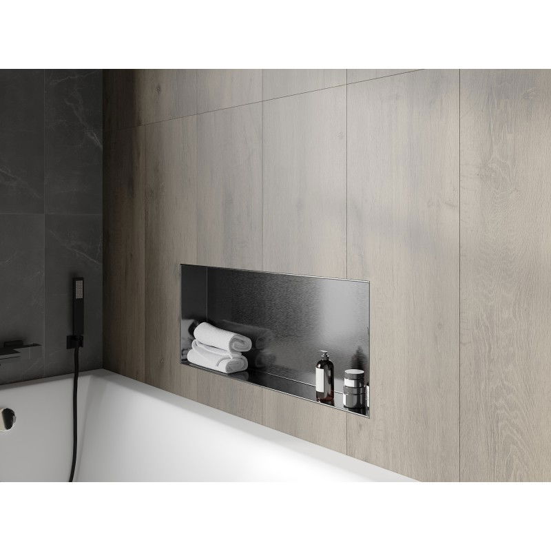 Mexen X-Wall-NR recessed shelf without flange 75 x 30 cm, brushed gun grey - 19E1753010