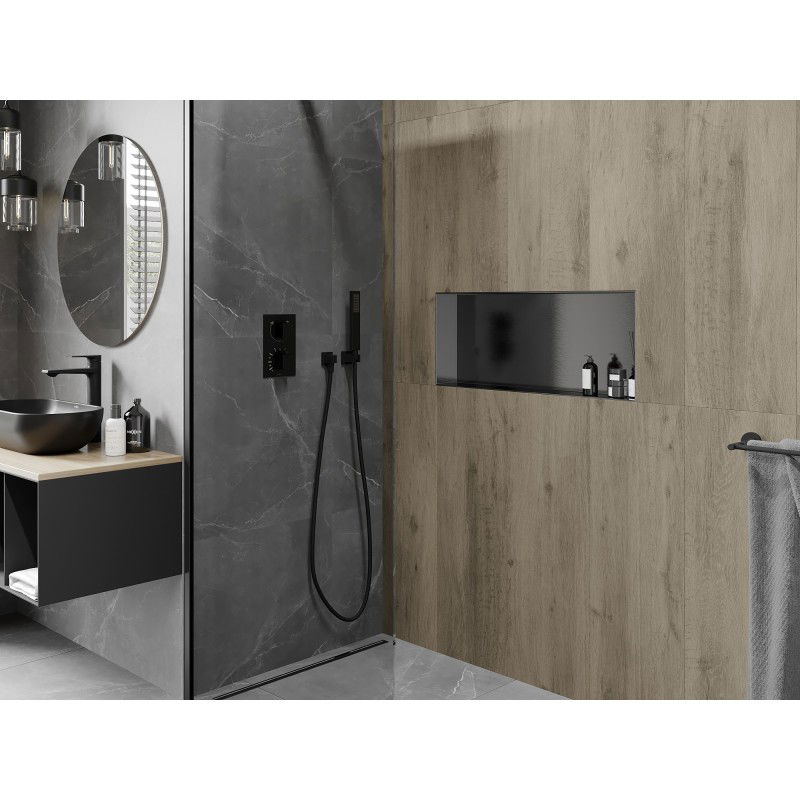 Mexen X-Wall-NR recessed shelf without flange 75 x 30 cm, brushed gun grey - 19E1753010