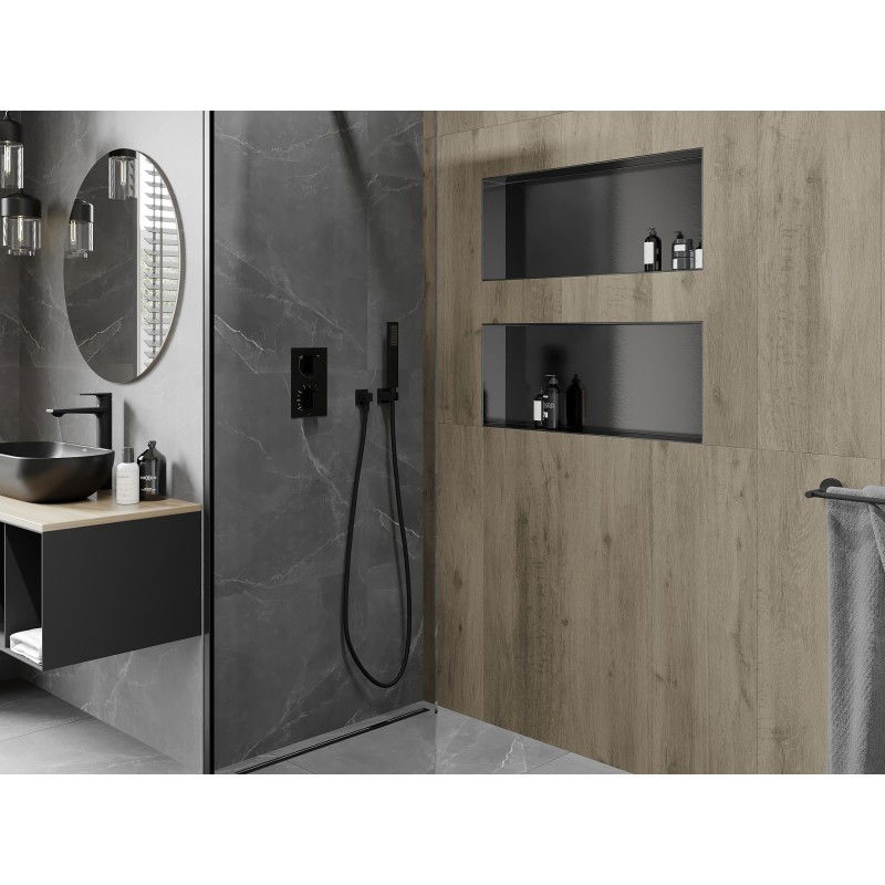 Mexen X-Wall-NR ράφι εσοχής χωρίς κολάρο 75 x 30 cm, γκρι όπλου βουρτσισμένο