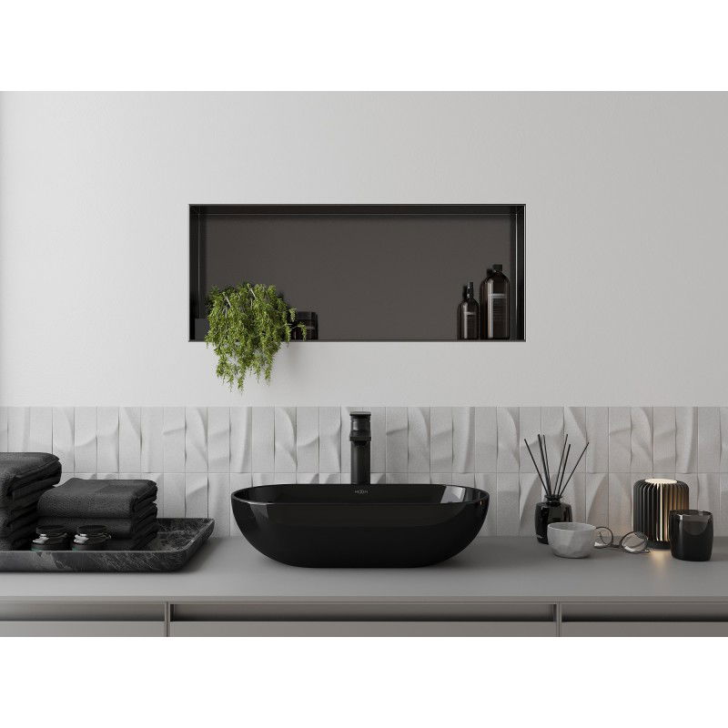 Mexen X-Wall-NR étagère encastrée sans collerette 75 x 30 cm, gris canon brossé - 19E1753010