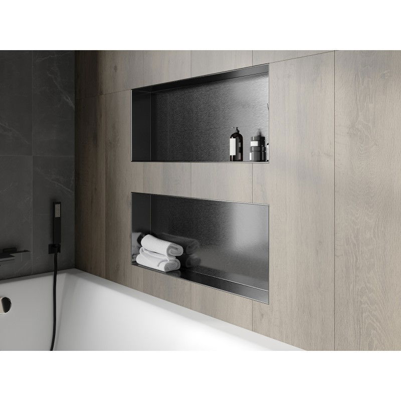 Mexen X-Wall-NR recessed shelf without flange 75 x 30 cm, brushed gun grey - 19E1753010