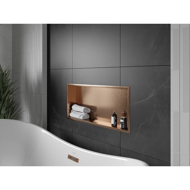 Mexen X-Wall-R ράφι εσοχής με φλάντζα 75 x 30 cm, βουρτσισμένος χαλκός - 19C0753010