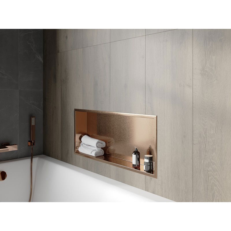 Mexen X-Wall-R ράφι εσοχής με φλάντζα 75 x 30 cm, βουρτσισμένος χαλκός - 19C0753010