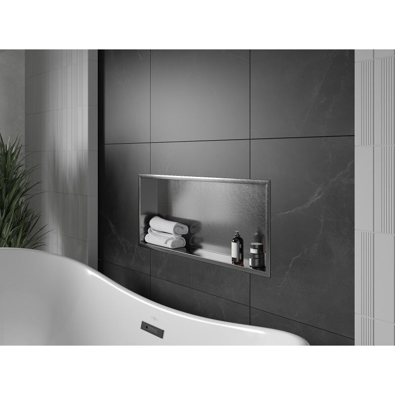 Étagère encastrée avec rebord Mexen X-Wall-R 75 x 30 cm, gris canon brossé - 19E0753010