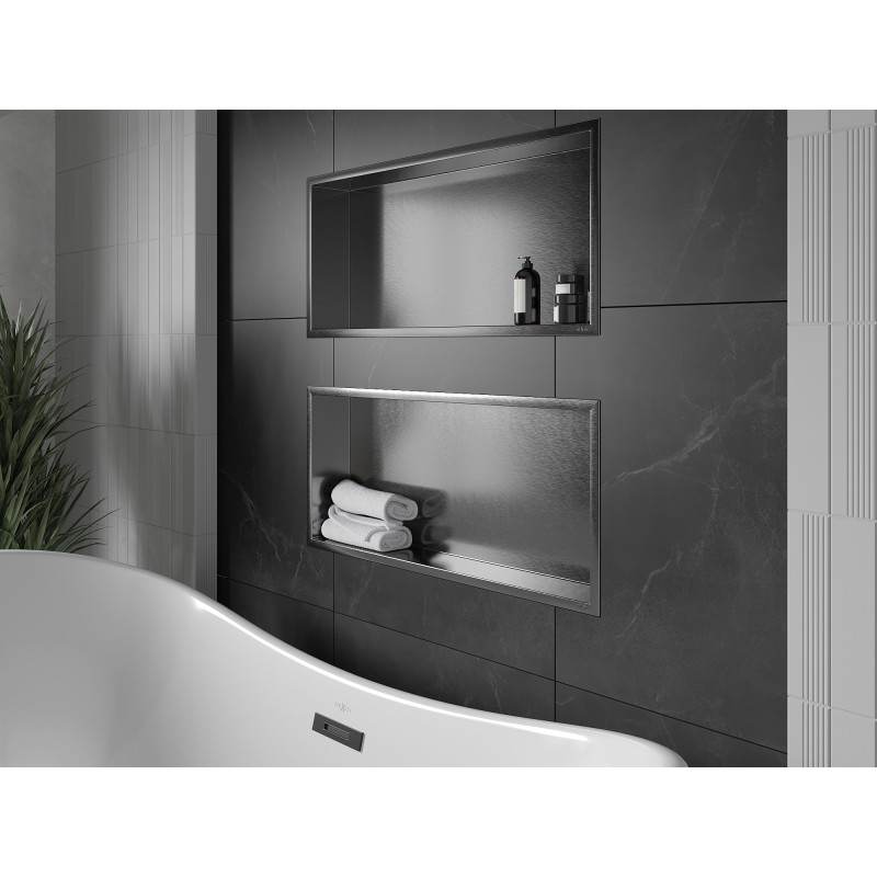 Mexen X-Wall-R nisthylla med krage 75 x 30 cm, borstad gun gray - 19E0753010