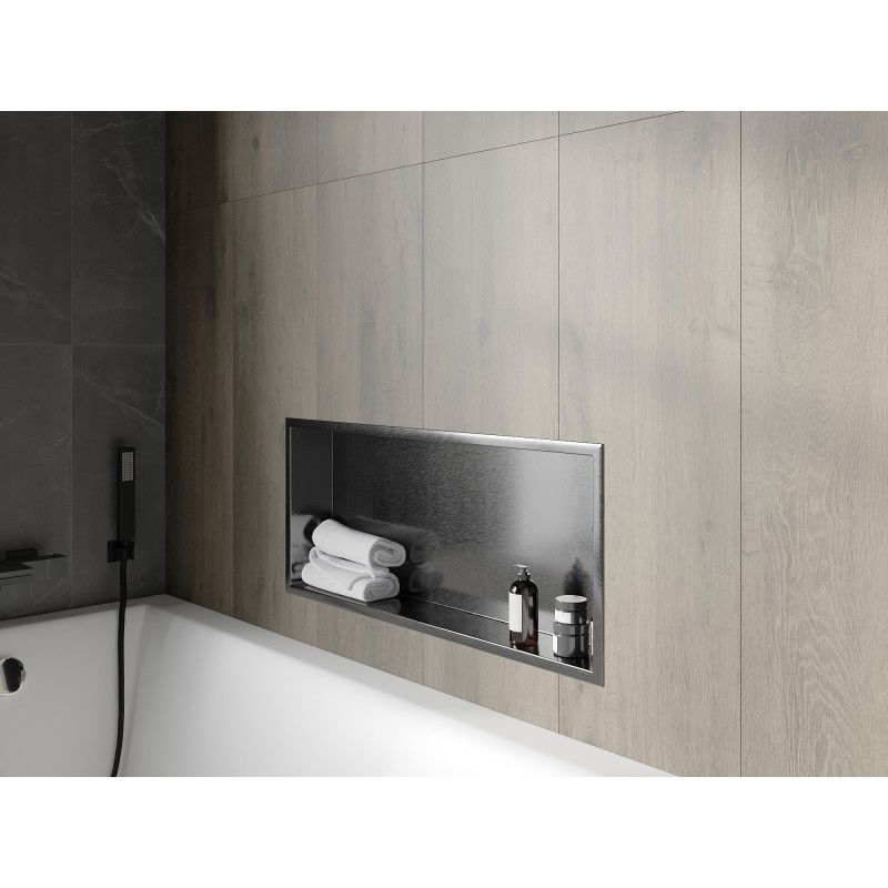 Étagère encastrée avec rebord Mexen X-Wall-R 75 x 30 cm, gris canon brossé - 19E0753010