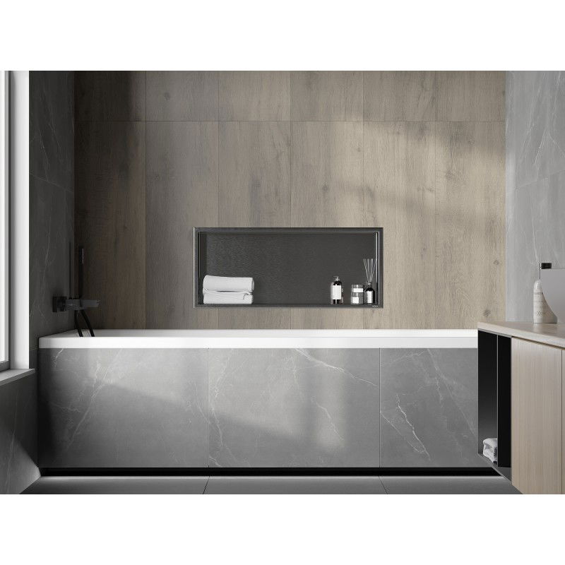 Mexen X-Wall-R recessed shelf with flange 75 x 30 cm, brushed gun grey - 19E0753010