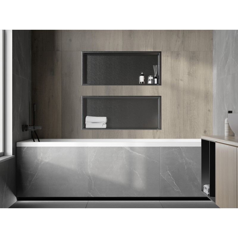 Mexen X-Wall-R Nischenregal mit Flansch 75 x 30 cm, gebürstetes Gun Gray - 19E0753010