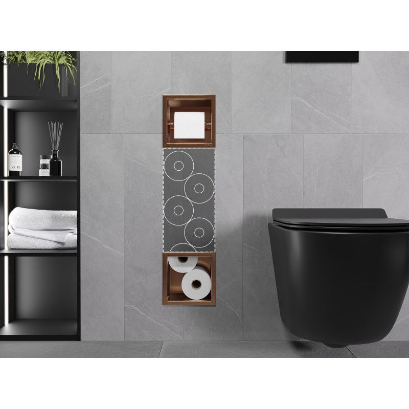Mexen X-Wall-BP toilet paper holder with magazine, brushed copper - 19C4