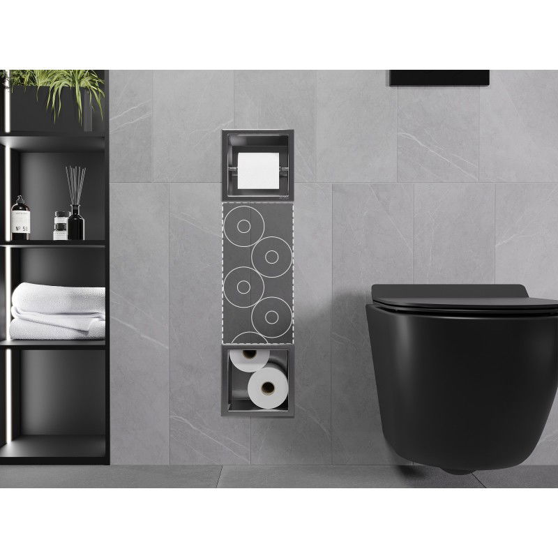 Mexen X-Wall-BP toilet paper holder with magazine, brushed gun grey - 19E4