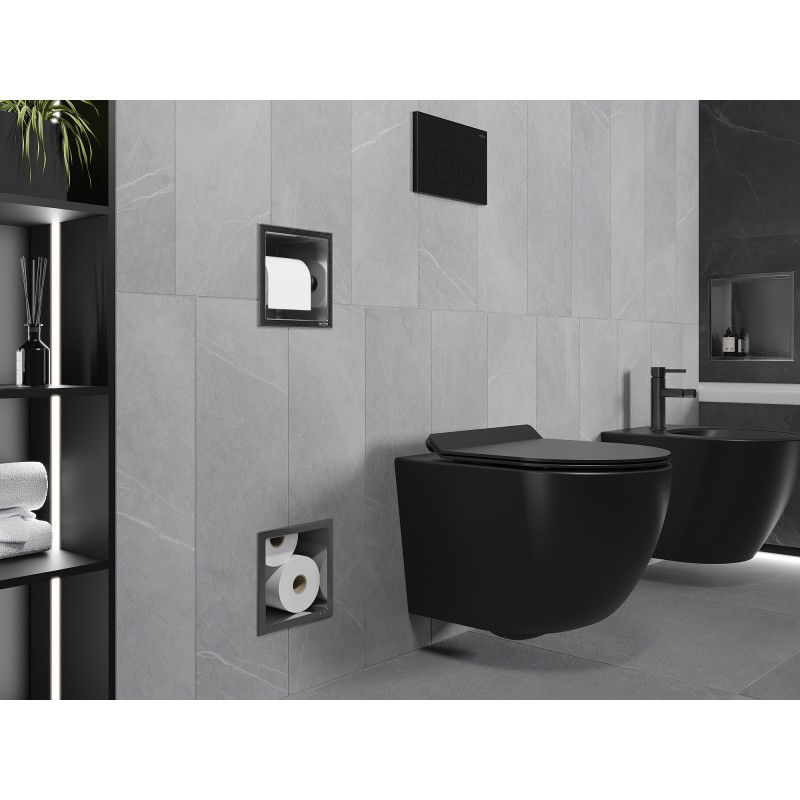 Mexen X-Wall-BP toilet paper holder with magazine, brushed gun grey - 19E4