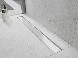 Mexen Flat 360° MGW roterbar linjär avlopp 80 cm, vitt glas - 1027080-40