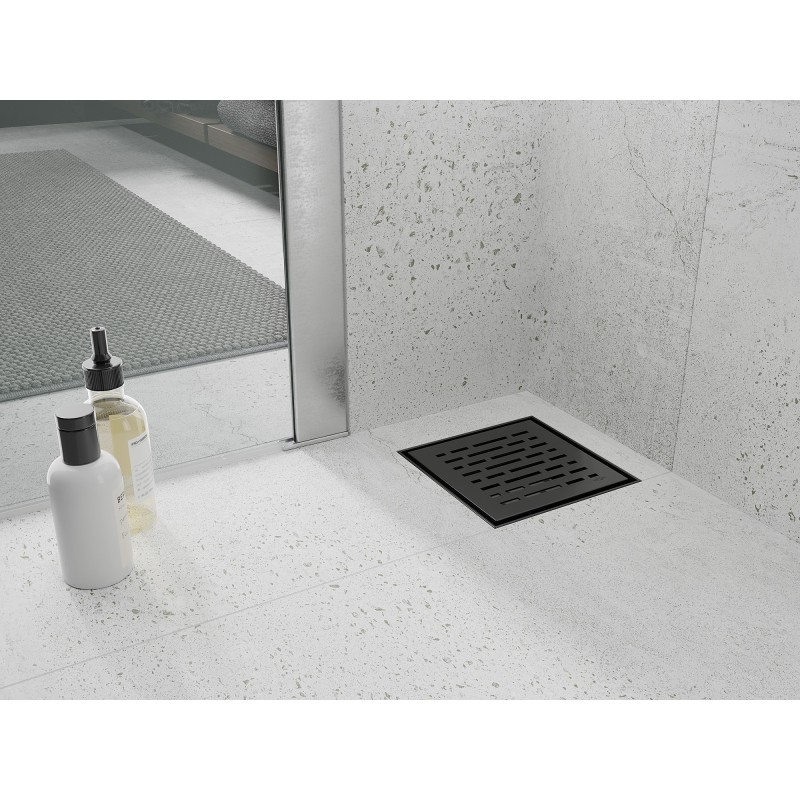 Mexen Flat-Q M01 grīdas kvadrātveida noteka 15 x 15 cm, melna - 1710315