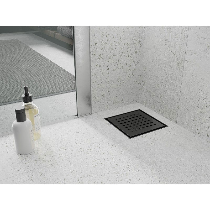 Mexen Flat-Q M08 kvadratni talni talni odtok 15 x 15 cm, črn - 1710515