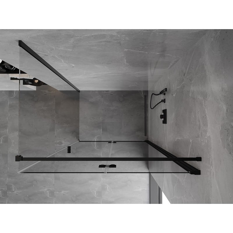 Mexen Mist-F cabine de duche dobrável direita 85 x 75 cm, transparente, preta - 8A6T-085-075-70-00-P