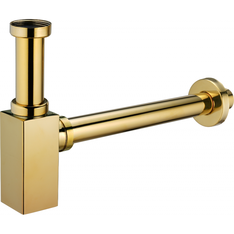 Mexen semisifón de lavabo cuadrado, dorado - 79960-50