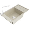 Mexen Elias Granit-Spüle 1-becken mit Abtropffläche und Küchenarmatur Rita, beige - 6511-69-670300-00