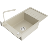 Mexen Elias lavello in granito a 1 vasca con scolapiatti e miscelatore da cucina Rita, beige - 6511-69-670300-69