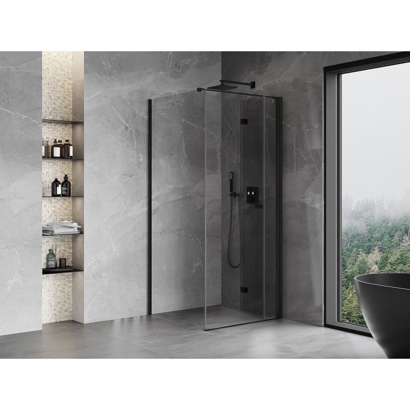 Mexen Mist-F cabina de ducha plegable derecha 90 x 90 cm, transparente, negra - 8A6T-090-090-70-00-P