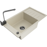 Mexen Elias 1-Bowl Granite Sink with Drainer and Kitchen Faucet Rita, Beige - 6511-69-670300-70