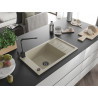 Mexen Elias lavello in granito a 1 vasca con scolapiatti e rubinetto da cucina Rita, beige - 6511-69-670300-70