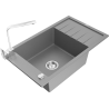Mexen Elias granite sink with 1 bowl, drainer, and Rita kitchen tap, grey - 6511-71-670300-00
