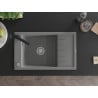 Mexen Elias granite kitchen sink 1-bowl with drainer and Rita kitchen tap, grey - 6511-71-670300-70