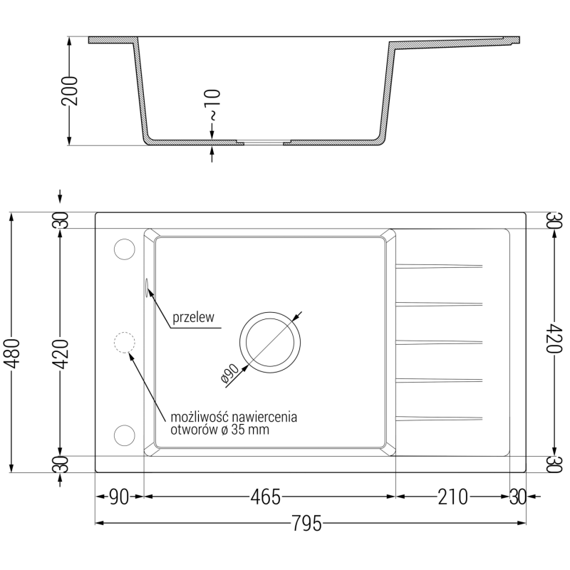 Mexen Elias granite kitchen sink 1-bowl with drainer and Rita kitchen tap, grey - 6511-71-670300-70