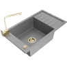 Mexen Elias lava-louça de granito de 1 cuba com escorredor e torneira de cozinha Rita, cinza - 6511-71-670300-50