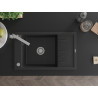 Mexen Elias Granitspüle 1-beckig mit Abtropffläche und Küchenarmatur Rita, schwarz/silber metallic - 6511-73-670300-00