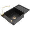 Mexen Elias 1-bowl granite sink with drainer and kitchen faucet Rita, black/silver metallic - 6511-73-670300-50