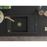 Mexen Elias granieten gootsteen 1-kompartment met afdruiprek en keukenkraan Rita, zwart/zilver metallic - 6511-73-670300-50