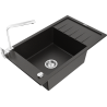 Mexen Elias granite sink, 1-bowl with drainer and kitchen faucet Rita, black/gold metallic - 6511-75-670300-00
